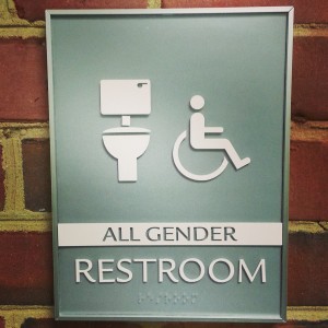 All Gender Restroom sign with a toilet image