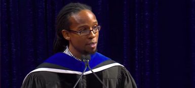 Kendi speaking during Commencement.