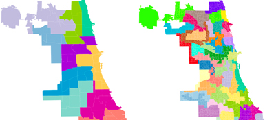 Illustration of Chicago districts.