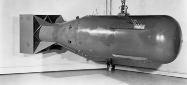 Replica of Little Boy uranium bomb.