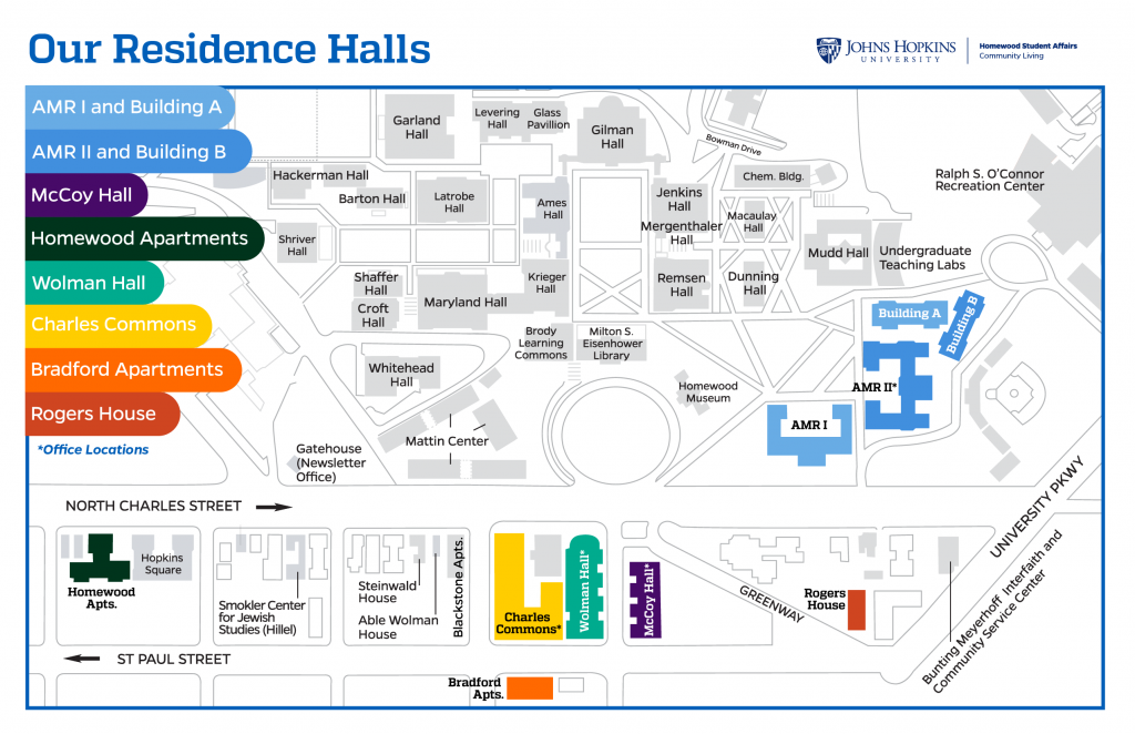 Map of campus residence halls.