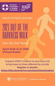 AFSP ONE Maryland Out of the Darkness campus walk for suicide prevention @ online and in your communities
