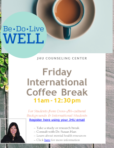Friday International & Bicultural Student Coffee Break @ Zoom (see below to sign up)