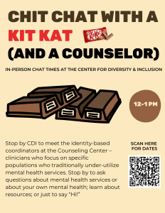 Chit Chat with a Kit Kat (and a Counselor @ Zoom (see signup below)