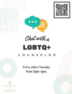 Chat with an LGBTQ+ Counselor @ Zoom (see signup below)