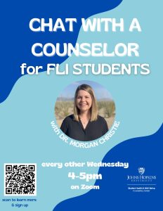 Chat with a FLI Counselor @ Zoom (see signup below)