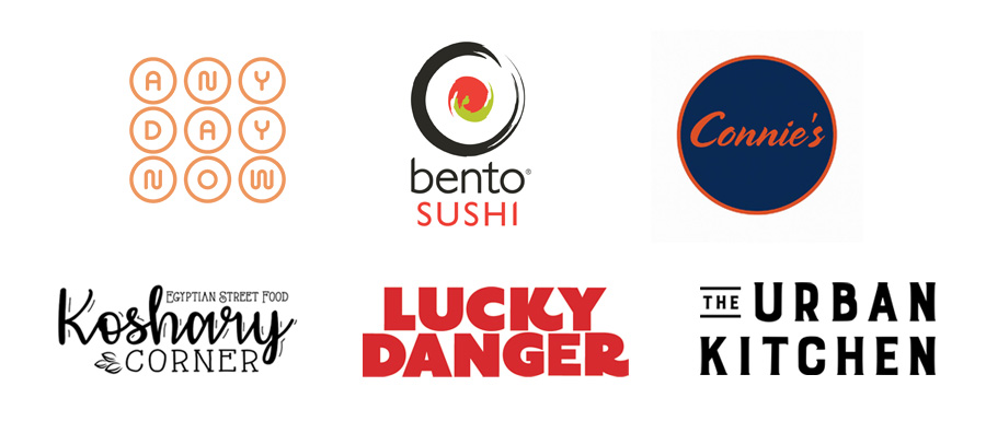 Various logos of food vendors