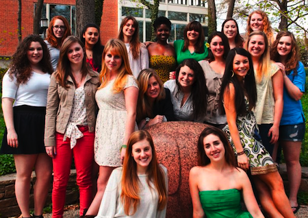 Group photo of the JHU Sirens a cappella group