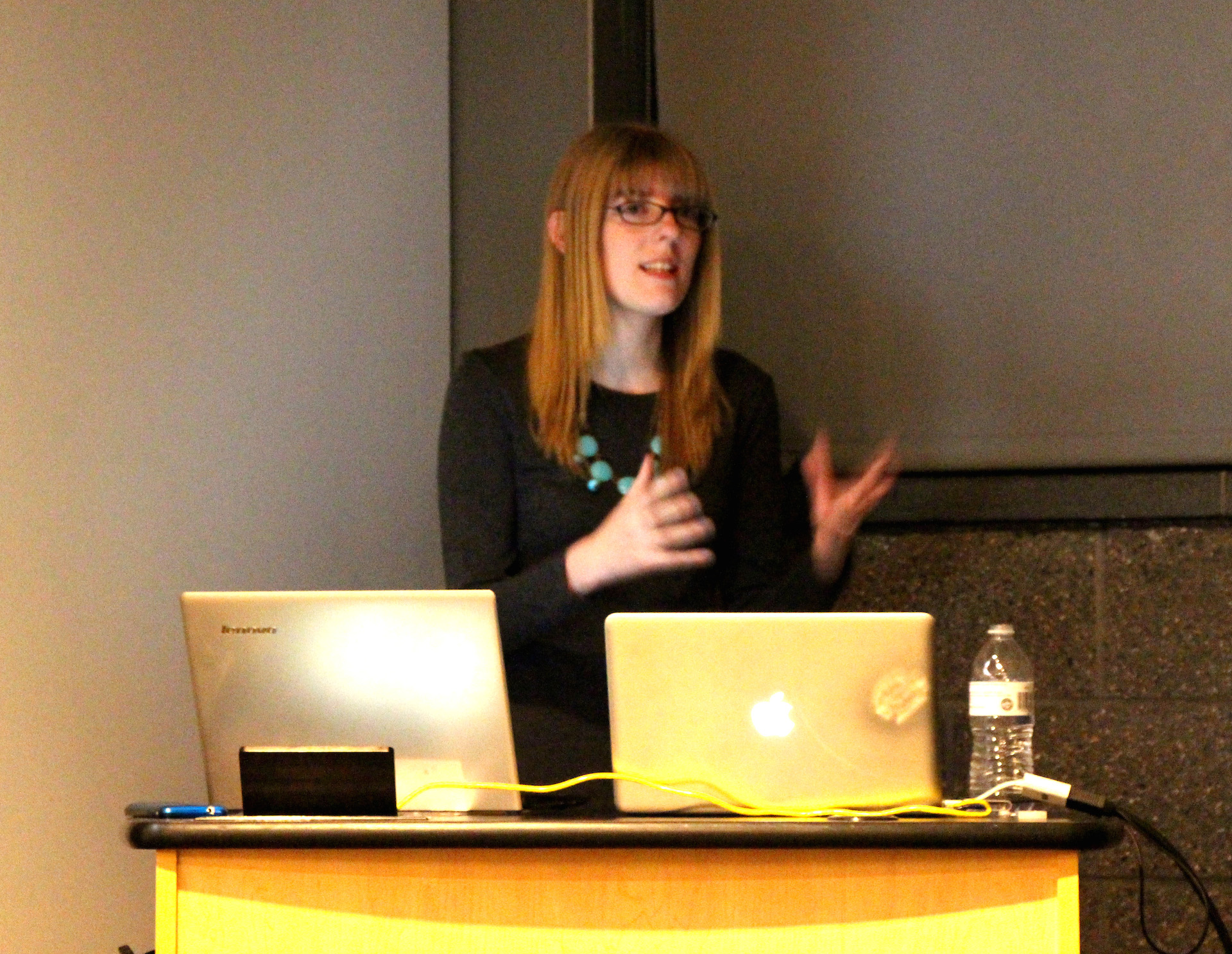Stephanie Orme delivering her Women in Gaming talk