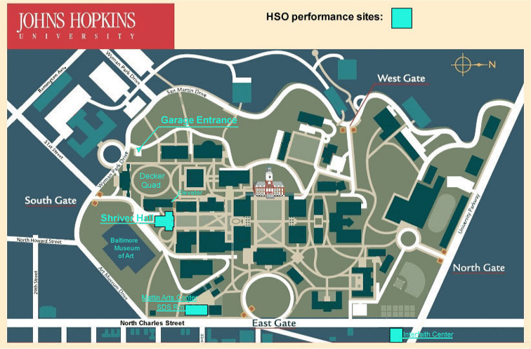 johns hopkins university homewood campus map Venues Directions Hopkins Symphony Orchestra johns hopkins university homewood campus map