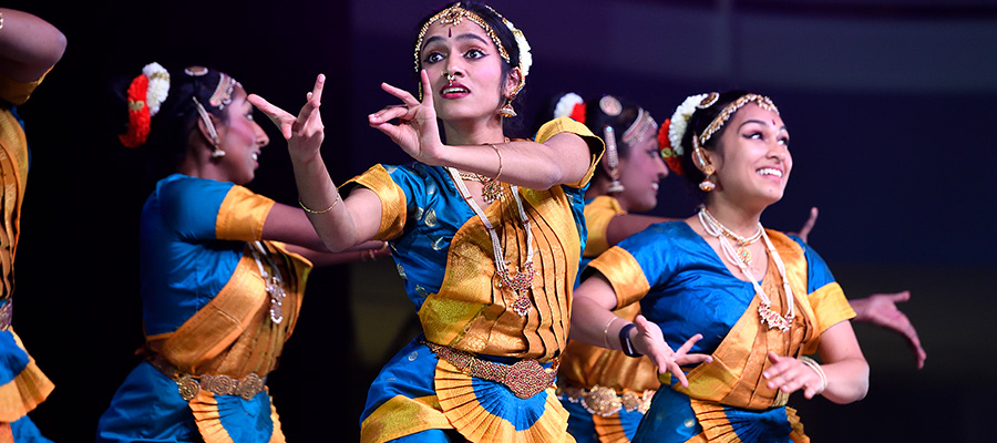 Students perform a Bollywood dance number during Culture Show