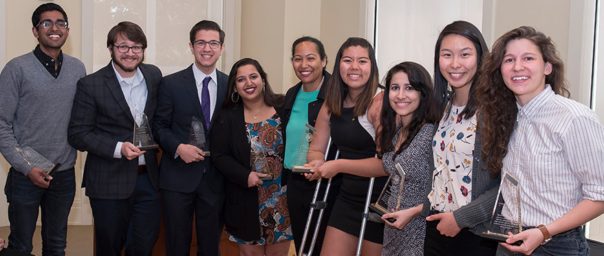 pics of JHU students and staff at leadership awards ceremony