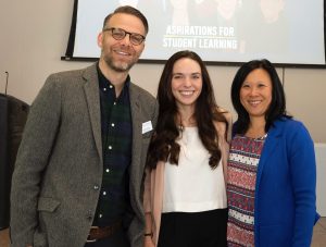 Whit Johnson, Kelly Milo, and Kate Lynch smiling