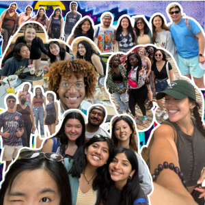 Collage of CIIP interns around Baltimore city smiling. The majority are smiling selfies with white outlines