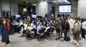 Group picture of the election night watch party at the Glass Pav