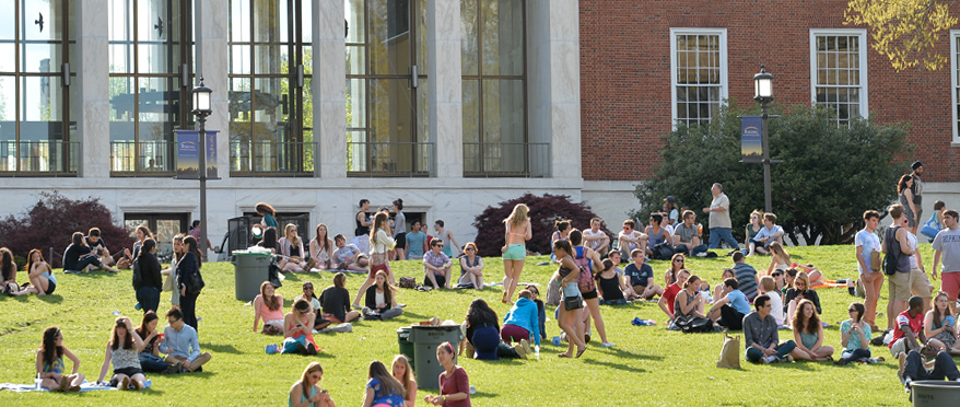 Students relax on The Beach