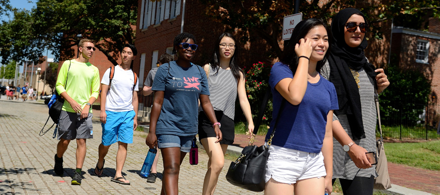 Students walking in Baltimore