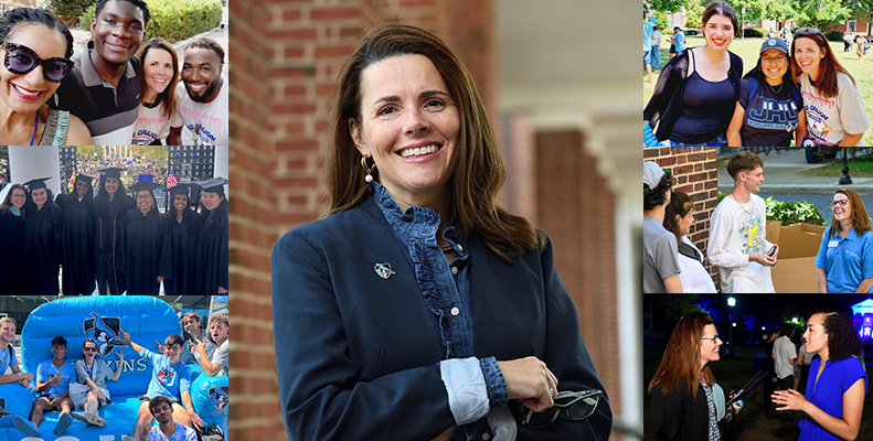 A series of photos of Vice Provost Hernandez with students and staff